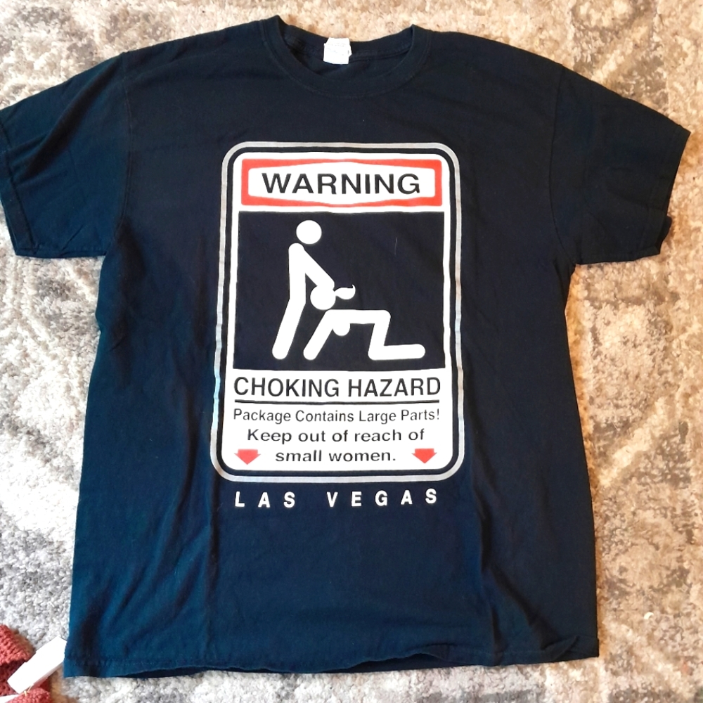 Warning choking hazard t-shirt mens size large